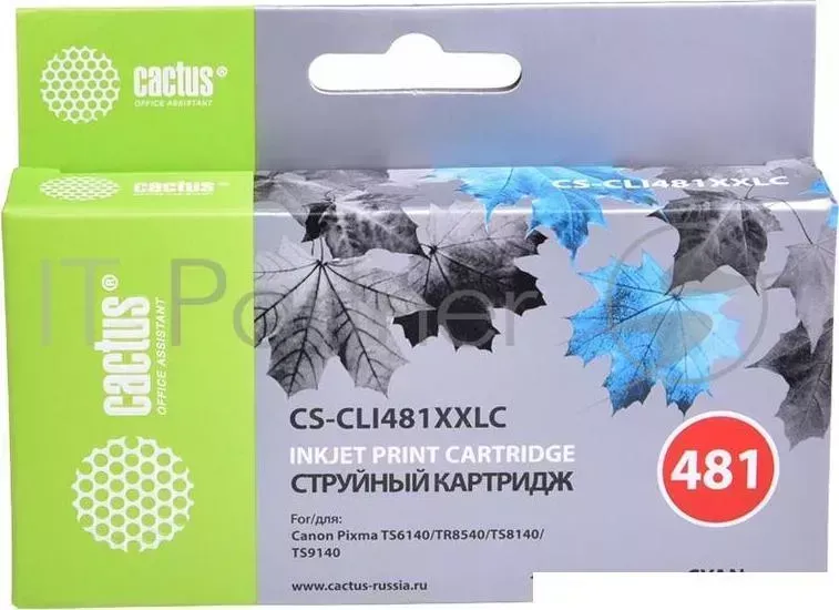 Картридж струйный CACTUS CS CLI481XXLC голубой 12мл для Canon Pixma TR7540/TR8540/TS6140/TS8140