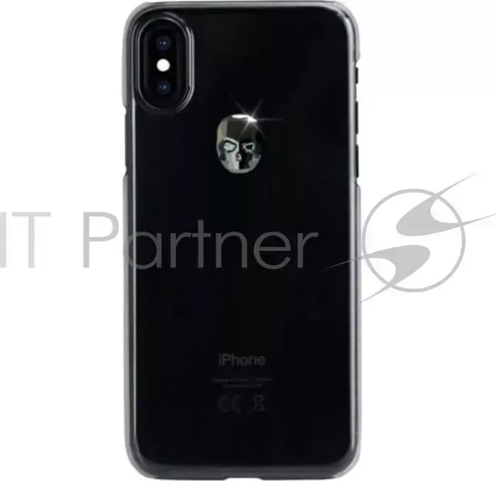 Чехол Bling My Thing для iPhone XS/X, с кристаллами Swarovski. Материал пластик. Коллекция Treasure. Дизайн Hematite Skull. Цвет прозрачный.