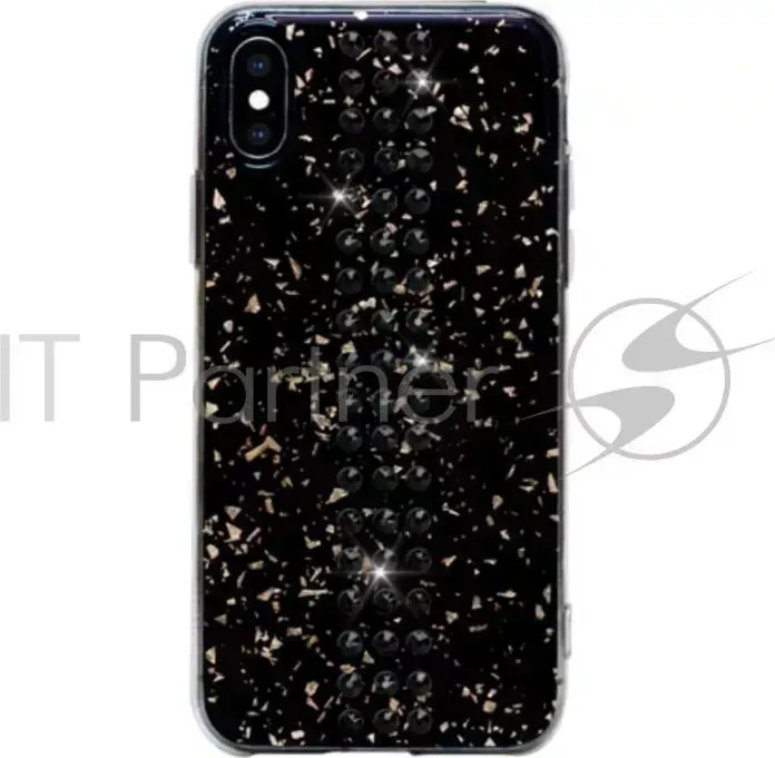 Чехол Bling My Thing для iPhone XS/X, с кристаллами Swarovski. Материал пластик. Коллекция Stripe. Дизайн Jet. Цвет черный.