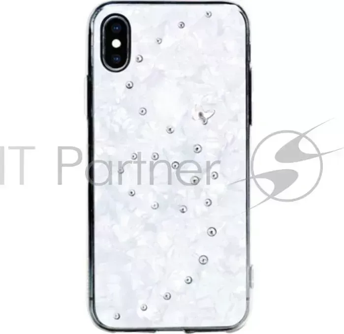 Чехол Bling My Thing для iPhone XS/X, с кристаллами Swarovski. Материал пластик. Коллекция Papillon. Дизайн Pure Brilliance. Цвет белый.