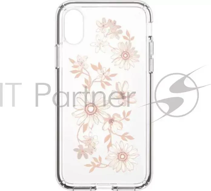 Чехол Presidio Clear + Print для iPhone XS/X. Материал пластик. Дизайн Fairytalefloral Peach Gold/Clear. SPECK +