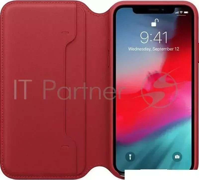 Чехол APPLE Leather Folio для iPhone XS, цвет PRODUCT RED красный