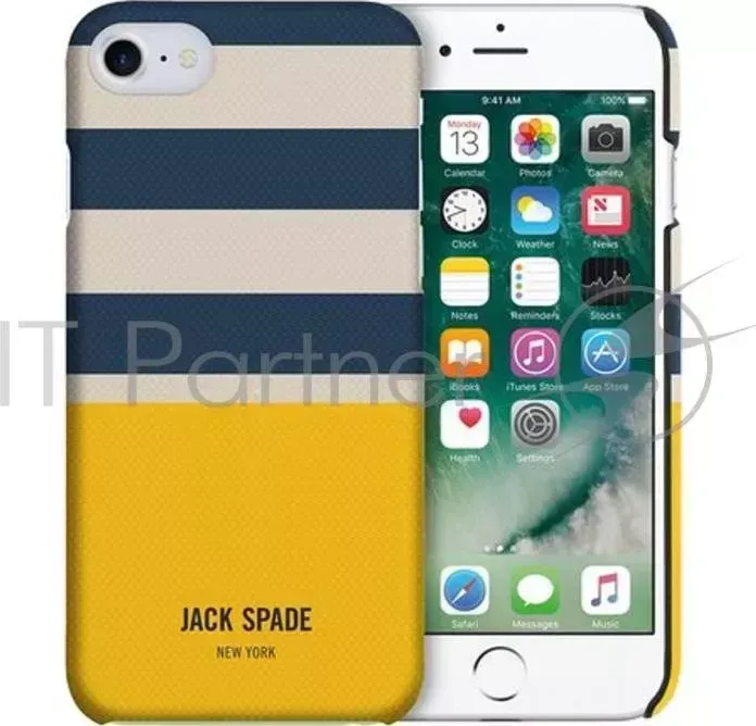 Чехол Jack Spade Snap Case для iPhone 7. Материал пластик. Дизайн Stripes Dipp Cream/Blue/Yellow.