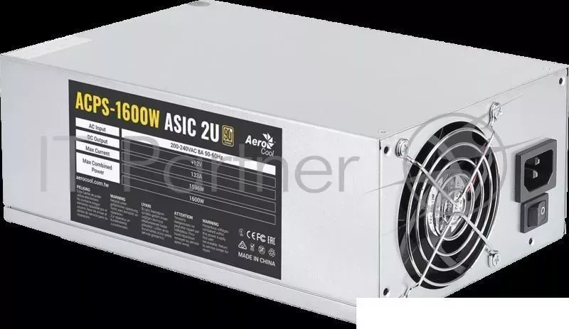 Блок питания для майнинга Aerocool 1600W Retail ACPS-1600W для ASIC , 2U, 350mm (PCI-E 6P + PCI-E 6P) *5, fan 8cm x2, размер 260 x 110 x 84.5 mm AEROCOOL ACPS , PCI E 6P PCI E 6P x x mm