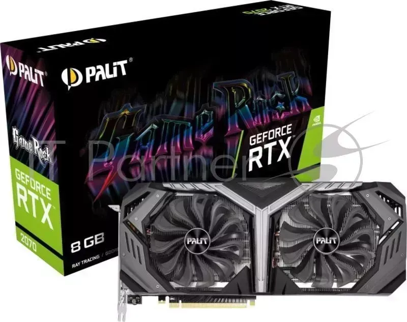 Видеокарта PALIT PCI E PA RTX2070 GAMEROCK 8G nVidia GeForce RTX 2070 8192Mb 256bit GDDR6 1410/14000/HDMIx1/DPx3/Type Cx1/HDCP Ret