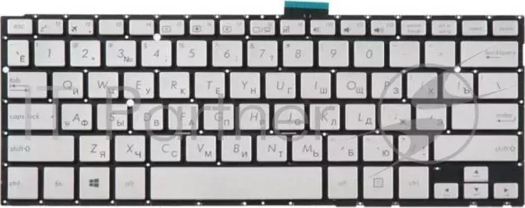 Клавиатура [для Asus TP300, TP300L, TP300LD, Q302, Q302LA, Q304, TP300LA] [0KNB0-3120US00] Silver, no frame, гор. Enter ASUS для TP300LA 0KNB0 3120US00 no