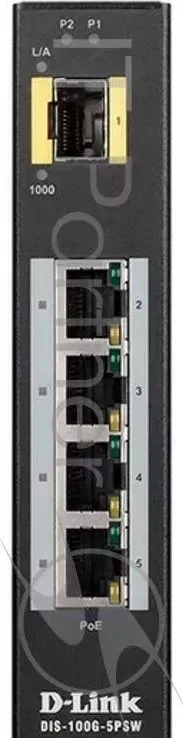 Коммутатор D-LINK DIS-100G-5PSW/A1A Промышленный неуправляемый с 4 портами 10/100/1000Base-T, 1 портом 1000Base-X SFP, функцией энергосбере