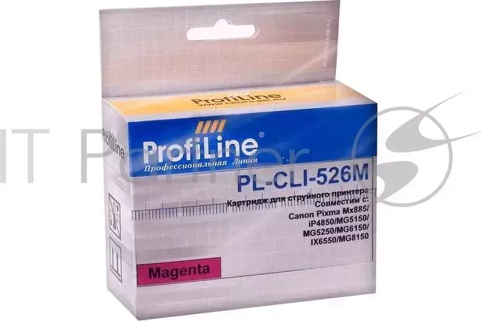 Картридж PL-CLI-526M с чипом для принтеров Canon Pixma IP4850/MG5150/MG5250/MG6150/MG8150 Magenta водн PROFILINE с ProfiLine