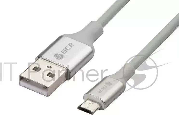 Кабель Greenconnect 3A 0.5m USB 2.0 для Samsung, OS Android, AM/microB 5pin, белый, AL корпус серебро, белый ПВХ, 28/22 AWG, поддержка функции быстрой зарядки GCR 50855
