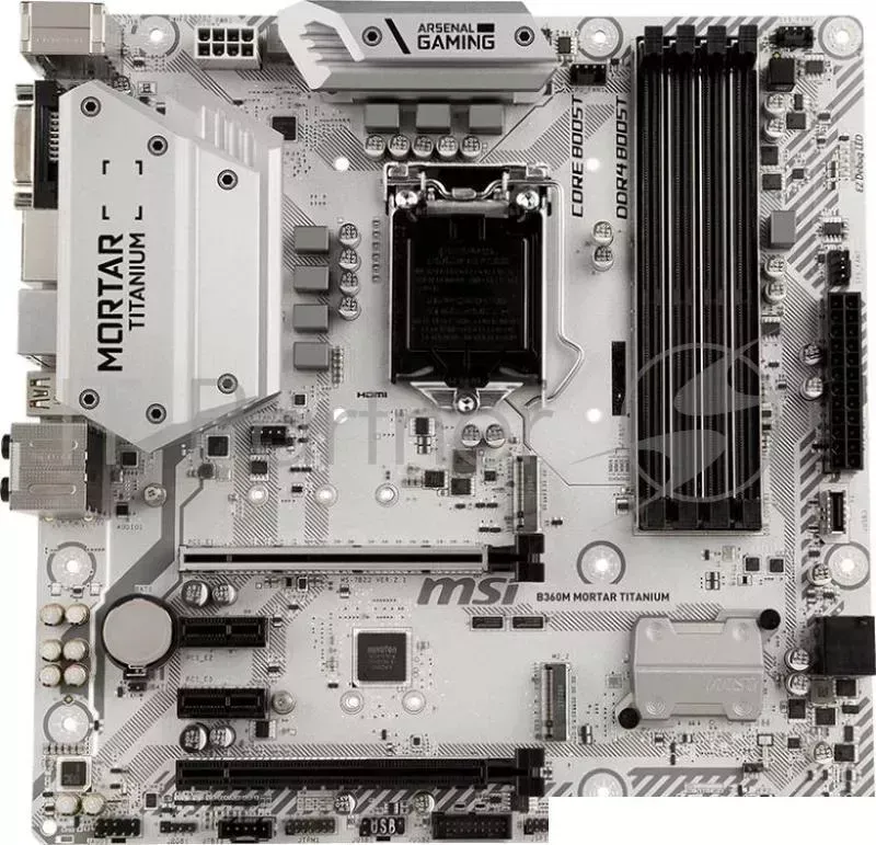 Материнская плата MSI B360M MORTAR TITANIUM Soc 1151v2 Intel B360 4xDDR4 mATX AC 97 8ch 7.1 GbLAN DVI HDMI DP