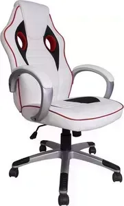 Кресло офисное TetChair Bianco, кож/зам + ткань, белый/красный