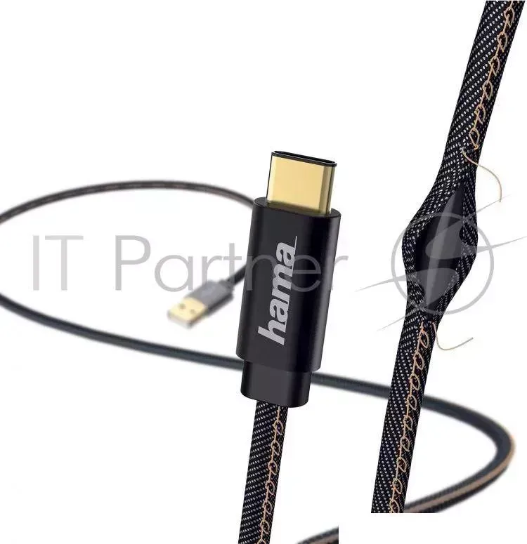 Кабель Hama Jeans 00183202 USB Type-C (m) USB A(m) 1.5м черный HAMA A