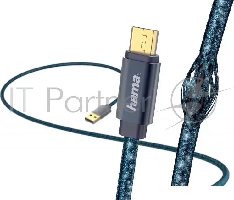 Кабель Hama Glitter 00183204 micro USB B (m) USB A(m) 1.5м синий HAMA B A