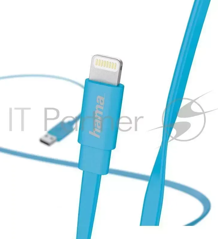 Кабель Hama Flat 00173646 Lightning (m) USB A(m) 1.2м синий плоский HAMA A