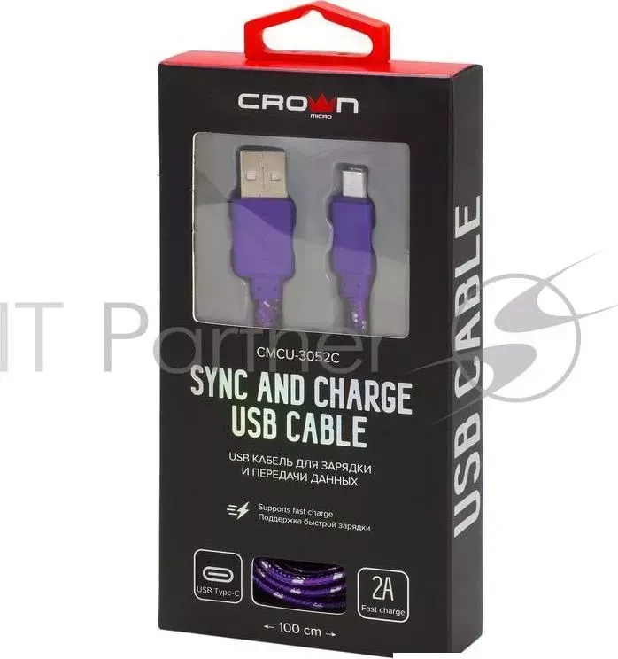Кабель CROWN USB USB Type C CMCU 3052C violet