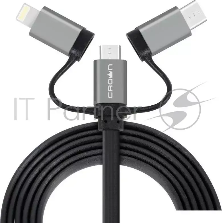 Кабель CROWN USB microUSB/USB Type C/Lightning CMCU 3182 black