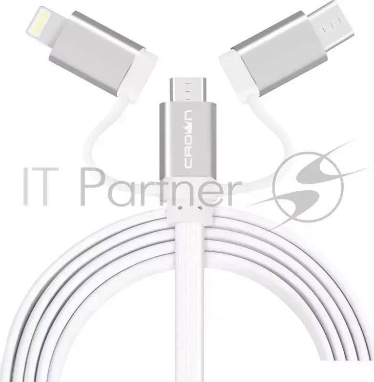 Кабель CROWN USB microUSB/USB Type C/Lightning CMCU 3182 white