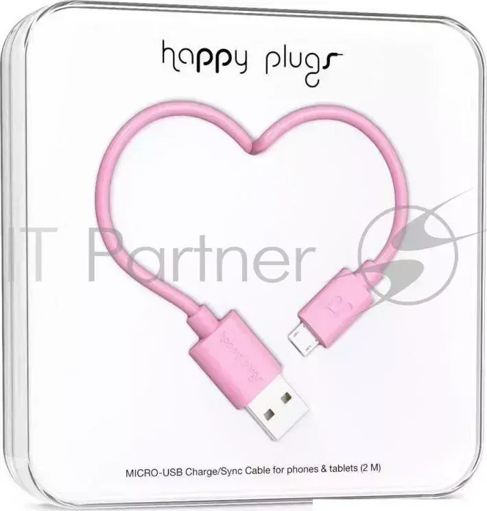 Кабель Happy plug microUSB m USB 2.0 m 2м розовый