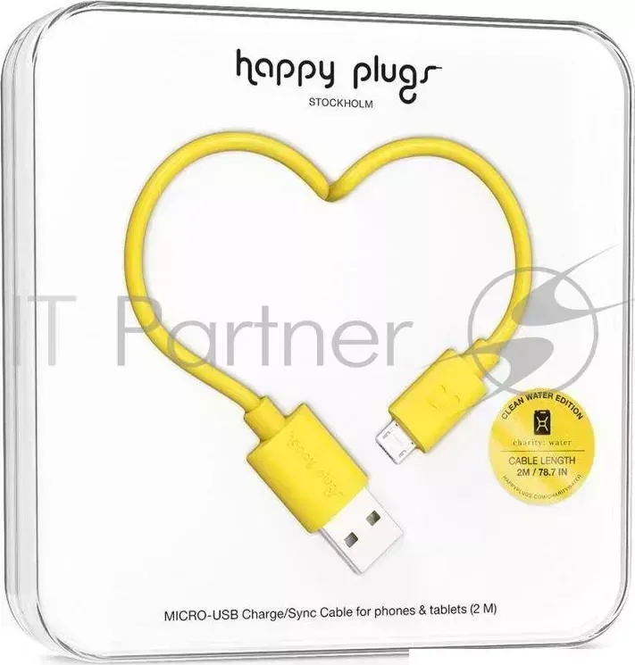 Кабель Happy plug microUSB m USB 2.0 m 2м желтый