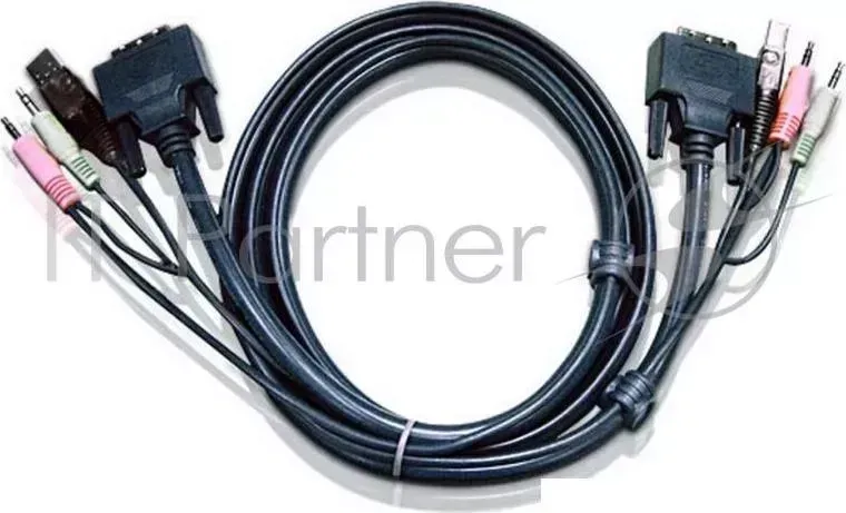 Кабель KVM USB(тип А Male)+DVI-D(Male)+2хАудио(Male) (-) USB(тип B Male)+DVI-D(Male)+2хАудио(Male) 1,8м., черный. CABLE DVI/USBA/SP.MC-DVI/USB B 1.8M ATEN А B B