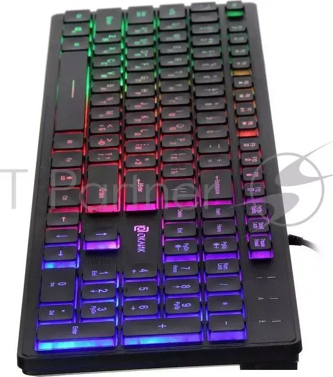 Клавиатура OKLICK 550ML черный USB slim Multimedia LED