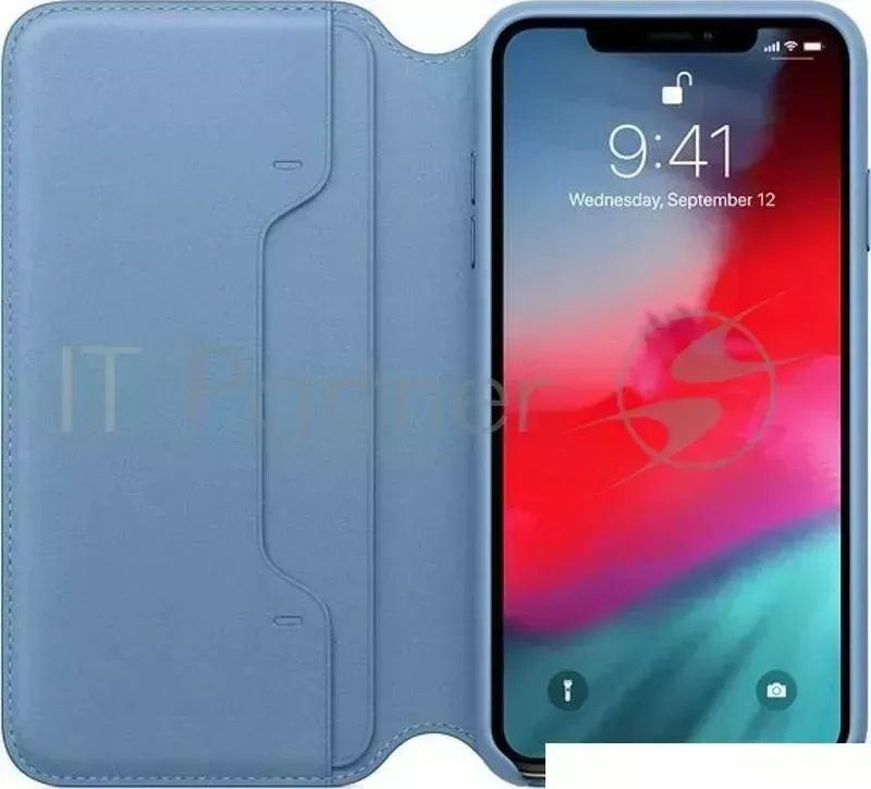 Чехол APPLE Leather Folio для iPhone XS Max, цвет Cape Cod Blue лазурная волна