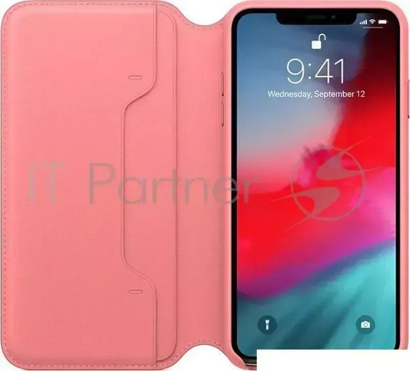 Чехол APPLE Leather Folio для iPhone XS Max, цвет Peony Pink розовый пион