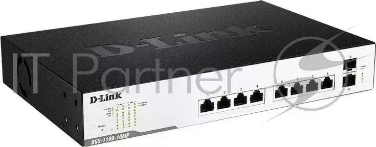 Коммутатор D-LINK DGS-1100-10MP управляемый настольный 8x10/100/1000BASE-T 2x10/100/1000BASE-T/Mini GBIC (SFP)