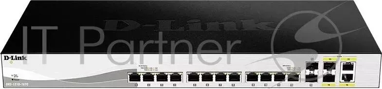 Коммутатор D-LINK DXS-1210-16TC/A2A, L2+ Smart Switch with 12 10GBase-T ports and 2 10GBase-T/SFP+ combo-ports and 2 10GBase-X SFP+ ports.16K Mac addr