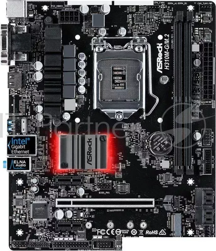 Материнская плата Asrock H310M-G/M.2 Soc-1151v2 Intel H310 2xDDR4 mATX AC`97 8ch(7.1) GbLAN+VGA+DVI+HDMI