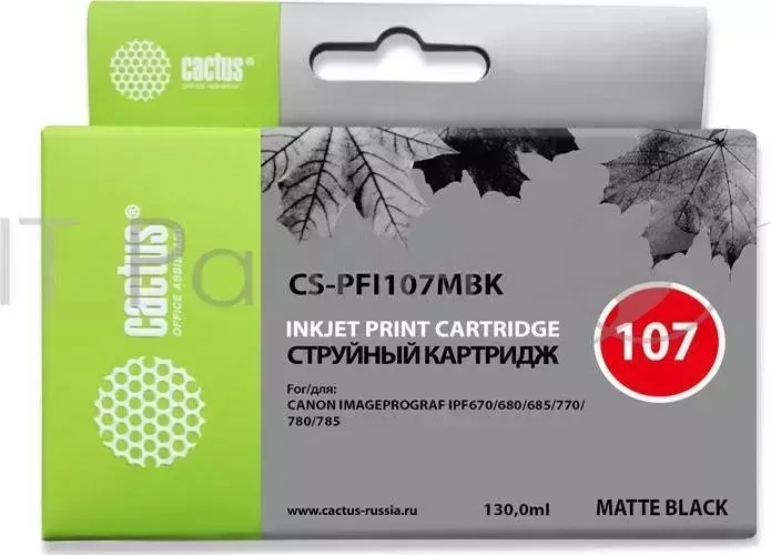 Картридж струйный CACTUS CS PFI107MBK черный матовый 130мл для Canon IP iPF670/iPF680/iPF685/iPF770/iPF780/iPF785