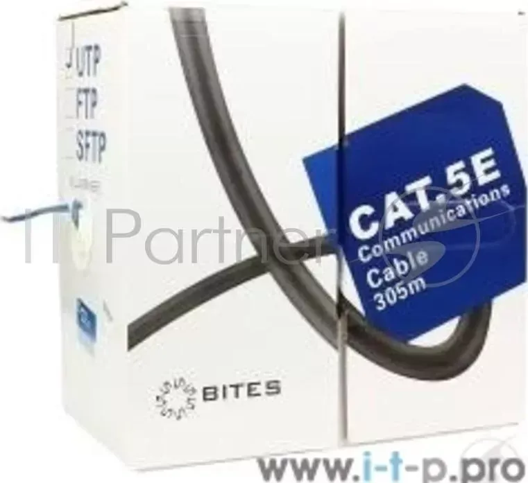 Кабель витая пара UTP 5bites US5505 305A BL , бухта 305м, Cat.5E, 4 пары, одножильный, синий, 24awg, 4X2X1/0.50, CCA/PVC