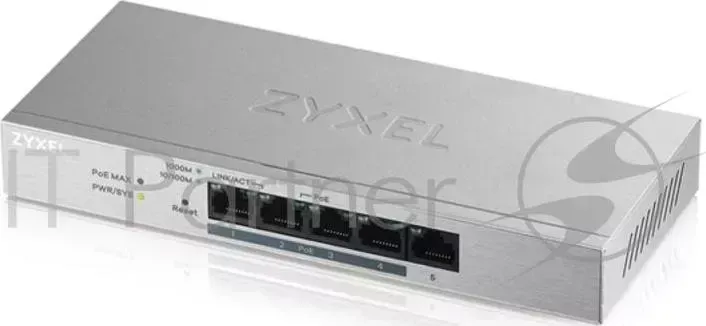 Коммутатор ZyXEL GS1200-5HPv2-EU0101F 5G 4PoE+ 60W управляемый