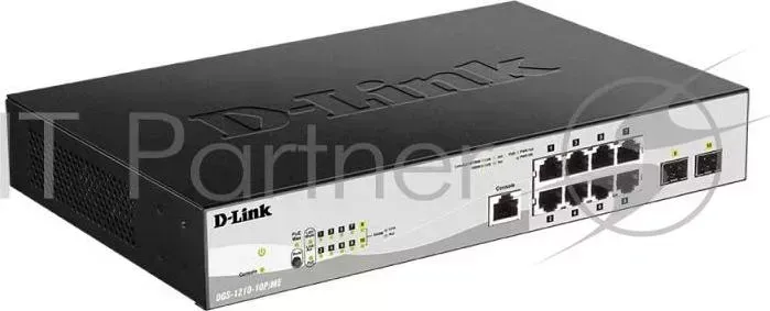 Коммутатор D-LINK D Link DGS 1210 10P/ME/B1A Управляемый 2 уровня с 8 портами 10/100/1000Base T с поддержкой PoE и 2 портами 1000Base X SFP