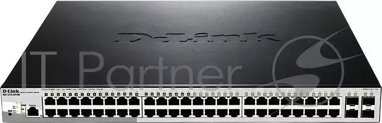 Коммутатор D-LINK DGS-1210-52P/ME/B1A, L2 Managed Switch with 48 10/100/1000Base-T ports and 4 1000Base-X SFP ports (8 PoE ports 802.3af/802.3at (30 W