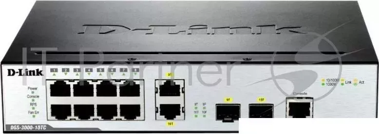 Коммутатор D-LINK D Link DGS 3000 10TC 8 портов 10/100/1000 Base T и 2 комбо 10/100/1000 Base T/SFP порта