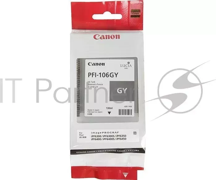 Картридж струйный CANON PFI 106 GY серый для iPF6300S/6400/6450 6630B001