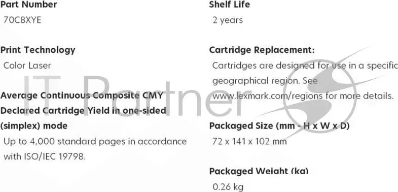 Картридж LEXMARK сверхвысокой мкости с ж лтым тонером для CS510de, CS510dte Yellow Extra High Yield Corporate Cartridge 4k
