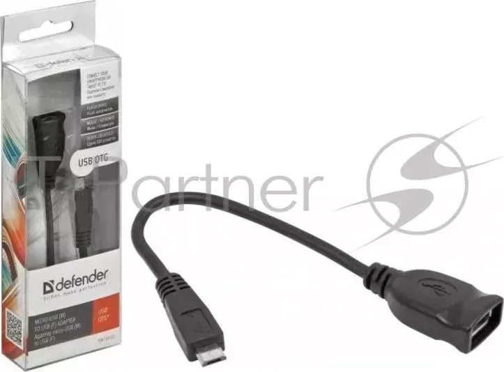 Кабель-переходник DEFENDER microUSB (M) - USB (F) /для подкл. устр. USB Flash, HDD, мыши, и и т.д./ поддерж. режим OTG.