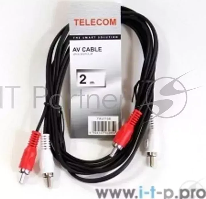 Кабель соединительный 2xRCA (M) - 2xRCA (M) черный 2m, Telecom TAV7158 2M