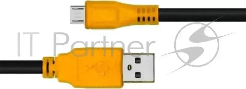Кабель Greenconnect micro USB 2.0 1.0m черный, желтые коннекторы, 28/28 AWG, AM / microB 5pin, GCR UA3MCB1 BB2S 1.0m , экран, армированный, морозостойкий