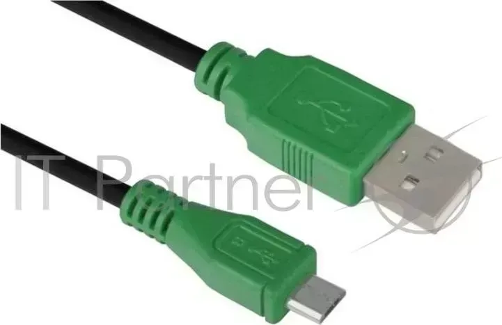 Кабель Greenconnect micro USB 2.0 1.5m черный, зеленые коннекторы, 28/28 AWG AM / microB 5pin, GCR UA1MCB1 BB2S 1.5m , экран, армированный, морозостойкий