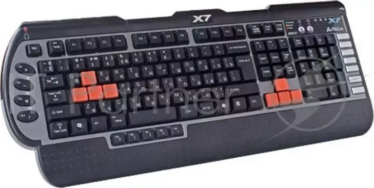 Клавиатура A4 X7-G800MU черный/серый PS/2 Multimedia Gamer (подставка для запястий) A4TECH A4 G800MU black 3X Fast Gaming waterproof w/ext. 2.0 USB Audio Ports