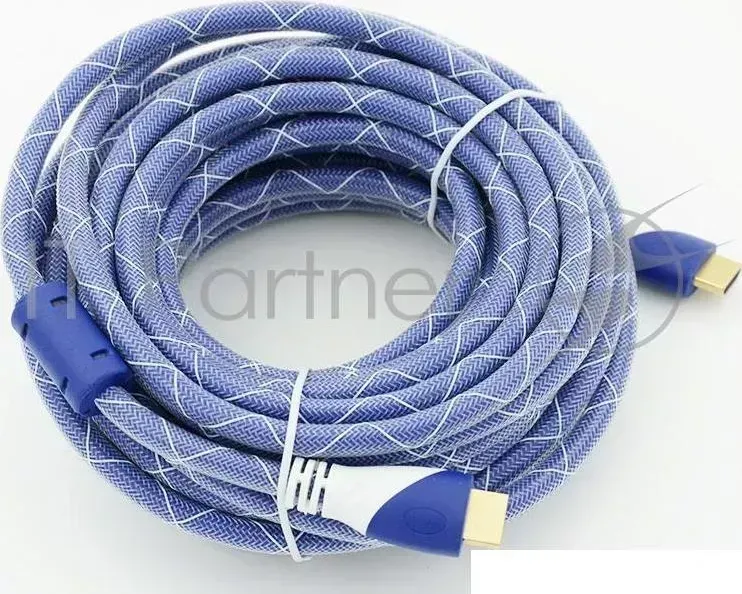 Кабель HDMI Ver.1.4 Blue/white jack HDMI19 (m)/HDMI19 (m) 10м феррит.кольца Позолоченные контакты Behpex 19 /