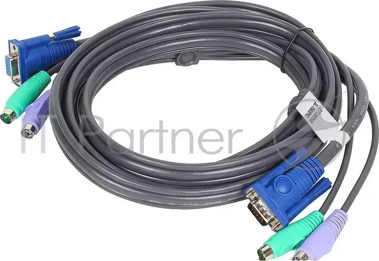 Кабель ATEN KVM Cable 2L 1003P/C для KVM: 2*PS/2 m DB15 m PC на 2*PS/2 m DB15 f KVM , 3м