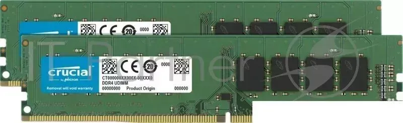 Память оперативная Crucial 16GB Kit (8GBx2) DDR4 2666 MT/s (PC4-21300) CL19 SR x8 Unbuffered DIMM 288pin