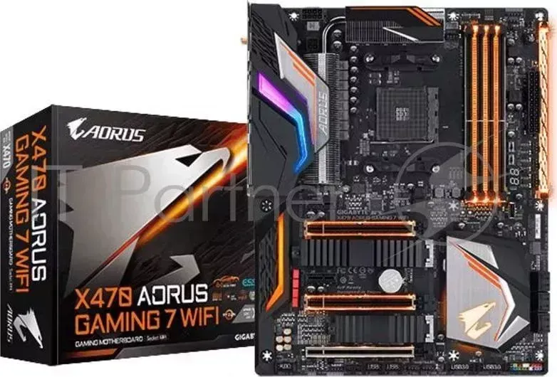 Материнская плата GIGABYTE X470 AORUS GAMING 7 WIFI Soc AM4 AMD X470 4xDDR4 ATX AC 97 8ch 7.1 GbLAN RAID