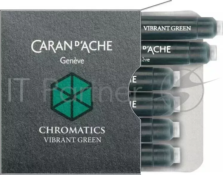 Картридж Carandache Chromatics (8021.210) Vibrant green чернила для ручек перьевых (6шт)