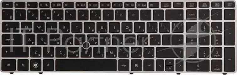Клавиатура [HP EliteBook 8560p] Black, Silver frame, Trackpoint [641181-251]