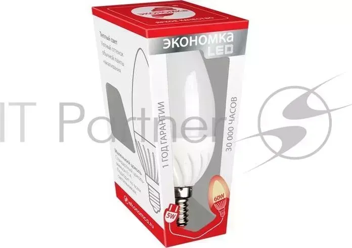 Лампа светодиодная ЭКОНОМКА Космос Eco LED5wCNE2730 5Вт Свеча Е27 3000К